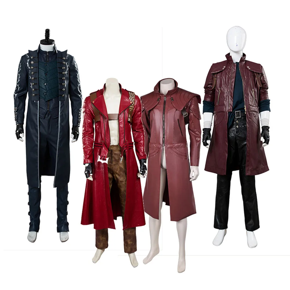 Männliche Cosplay zurück Riemen Mantel Kostüm Fantasie Anzug Spiel dmc lange Jacke Halloween Karneval erwachsene Männer roten Mantel Party Image