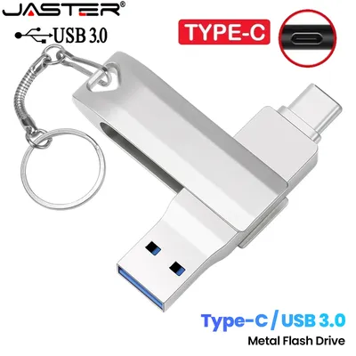 TYPE-C 2-in-1-Stick mit kostenlosem Schlüsselring, 128 GB, drehbare USB 3.0-Flash-Laufwerke aus Image