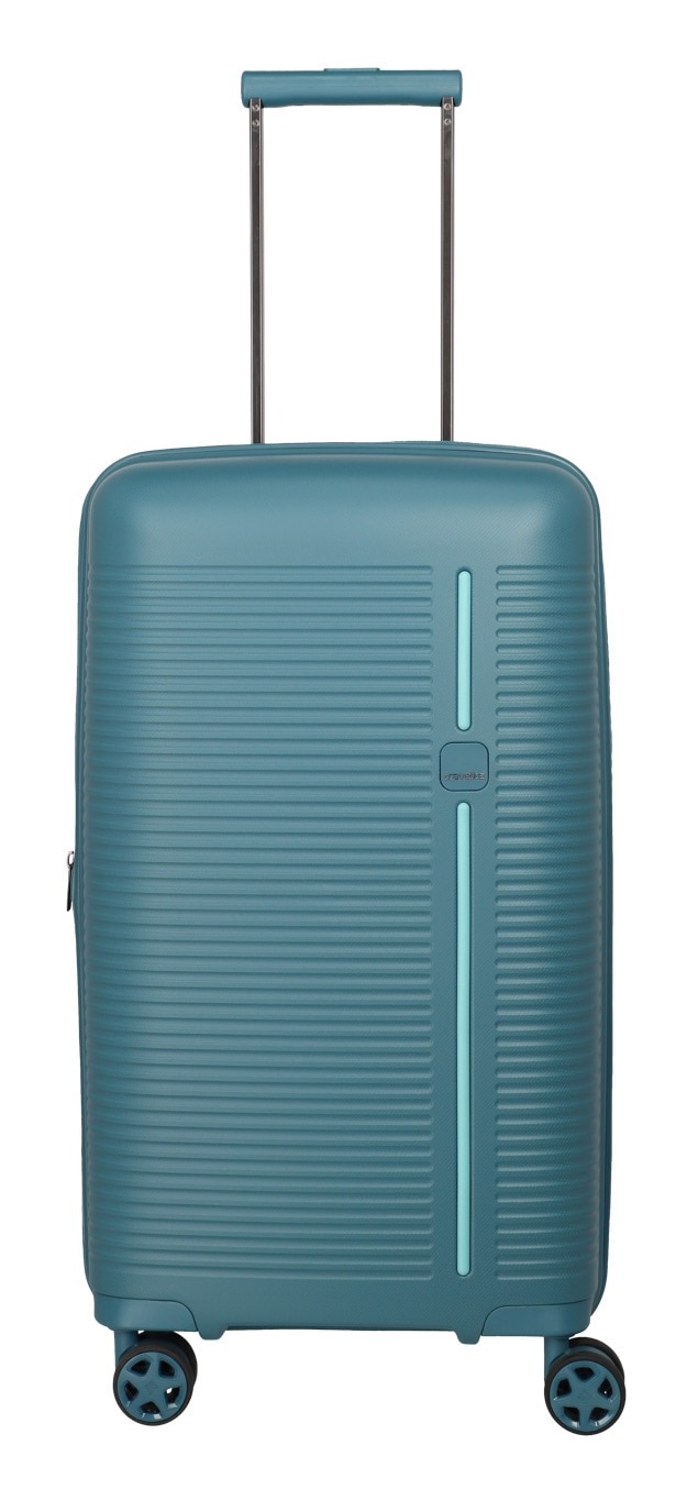 Hartschalen-Trolley TRAVELITE "ROOMER Trunk, in zwei Größen und verschiedenen Farben", Gr. B/H/T: 37 x 66 x 29 66, blau (aqua), Polypropylen, unifarben, Koffer, Reisegepäck Hartschalen-Koffer TSA-Schloss Trunk Trolley M und L Image