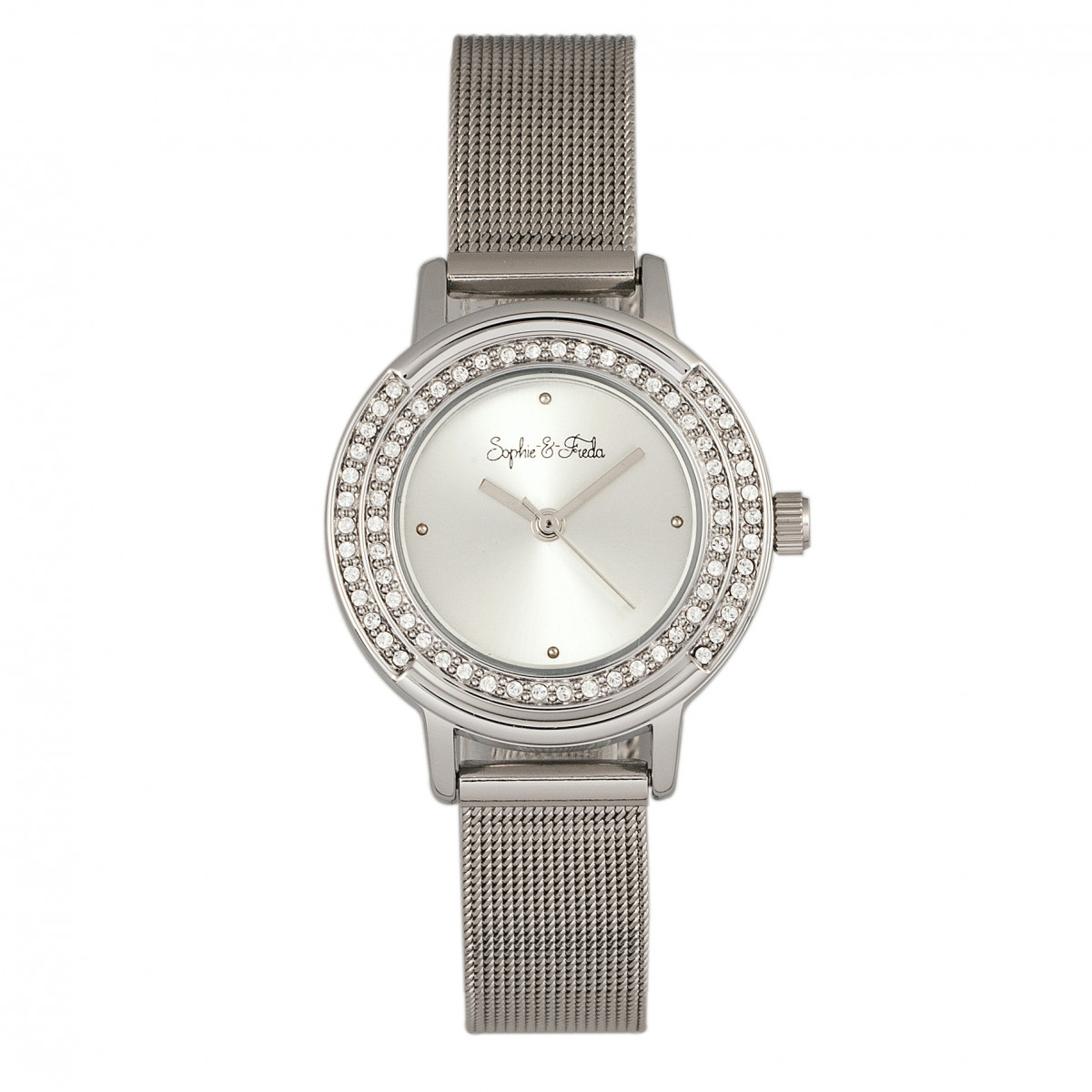 Sophie & Freda Womens Cambridge Bracelet Watch W/swarovski Crystals - Silver Stainless Steel - One Size