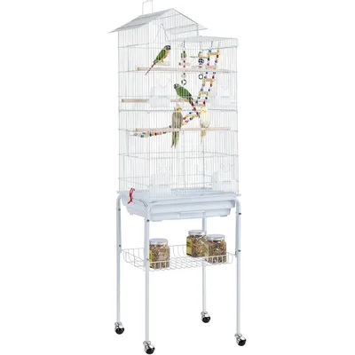 62.4-inch Roof Top Flight Bird Cage for Parakeets Cockatiels Conures Finches Lovebirds Canaries