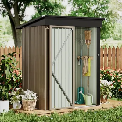 5 x 3 FT Shed Outdoor Storage Shed Metal Garden Shed with Lockable Door Outside Waterproof Tool for