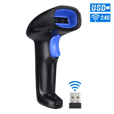 2-in-1 2.4G Wireless Barcode Scanner & USB Wired Barcode Scanner Automatic Handheld 1D Bar Scanner