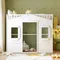 Twin Bed Frames House Loft Bed Twin Kids Playhouse Bed, Solid Wood Loft Bed Frame with Window and