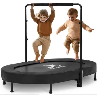 Kids Trampoline Indoor Double Kids Trampoline With Adjustable Handle Trampoline Foldable Max Load