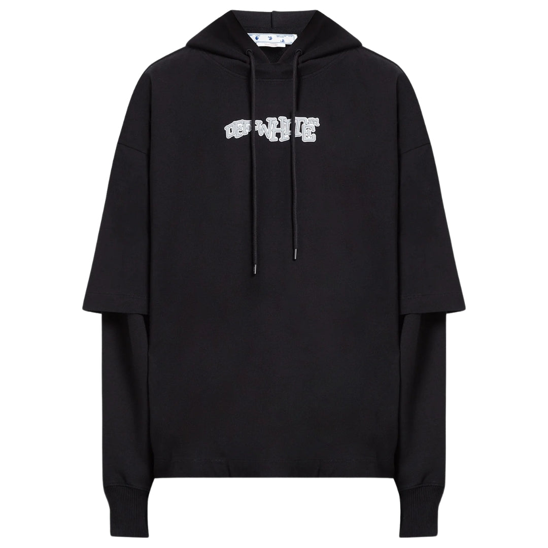 Off-White Carlos Type Double Tee Schwarzer Kapuzenpullover Image