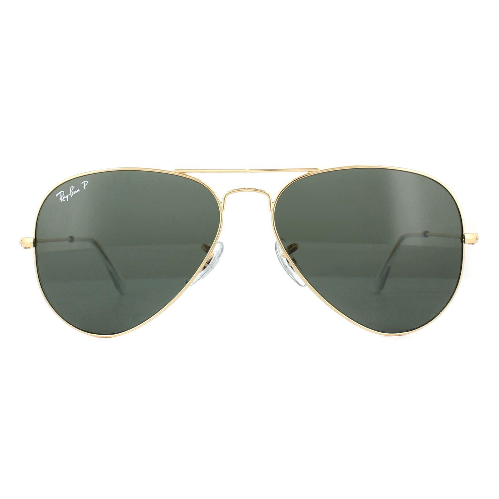 Ray-Ban Lunettes De Soleil Aviator 3025 Vert Vert Polarisé 001/58 62mm Image