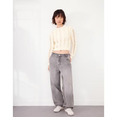 Bershka Cableknit Sweater Women L Cream