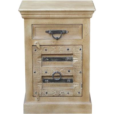 Kommode SIT "Daipur", beige (natur), B:50cm H:72cm T:35cm, Massivholz, Sideboards, mit aufwändigen Schnitzereien versehen Image