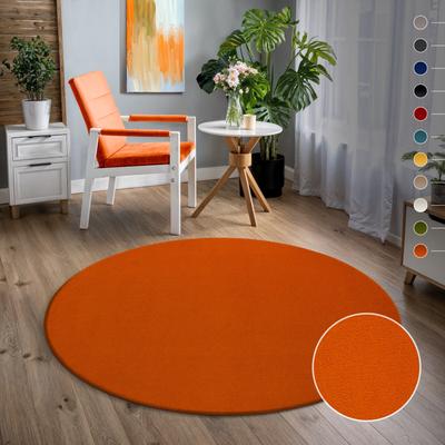 Teppich SANAT "Uni", orange, H:13mm Ø:120cm, Kunstfaser, Teppiche, robuster Kurzflorteppich, große Farbauswahl, Wohnzimmer, alle Räume Image