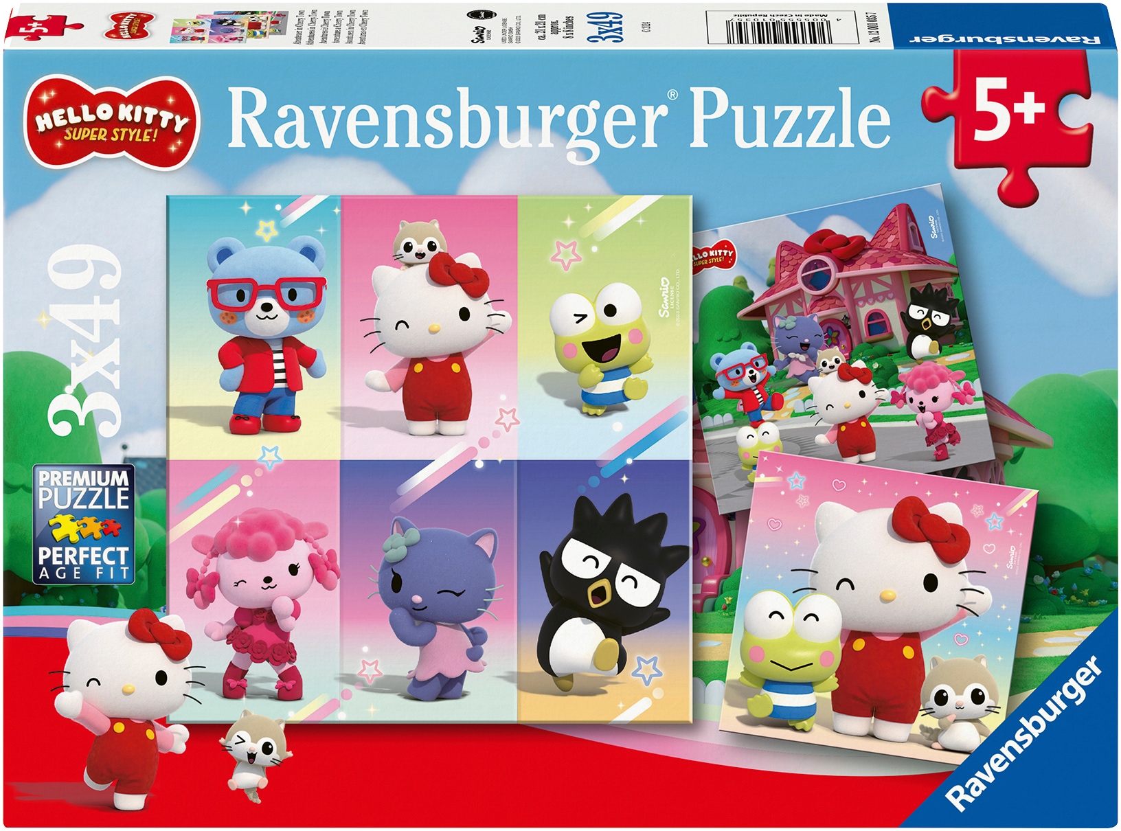 Puzzle RAVENSBURGER "Hello Kitty, Abenteuer in Cherry Town", bunt, Puzzles, KinderB:21cm H:21cm, Motiv, Made in Europe, B:21cm H:21cm
