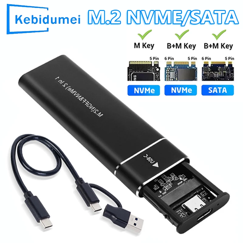 Custodia SSD M2 Adattatore per custodia SSD M.2 NVMe SATA 10 Gbps USB 3.1 Tipo C Custodia esterna a doppio protocollo Supporta tasti M e B&M