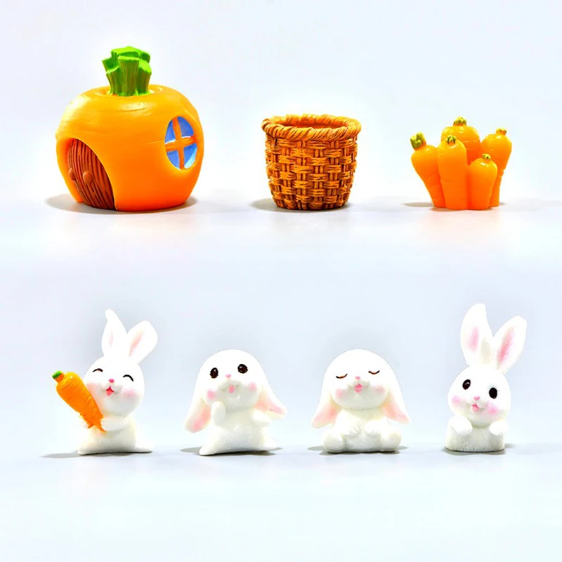 Mini Kaninchen Ostern Dekoration Miniatur Hasen Tier Figur Harz Handwerk Hase Garten Ornament Puppenhaus DIY Zubehör Image