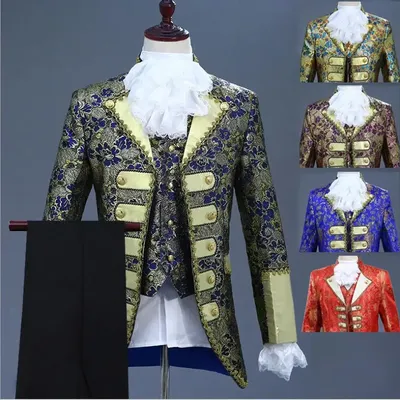 Herren mittelalter lichen König Prinz Cosplay Party Kostüm Renaissance Adliger Edward ian Anzug Tuexdo Mantel Weste Hosen Jabot Krawatte plus Größe Image