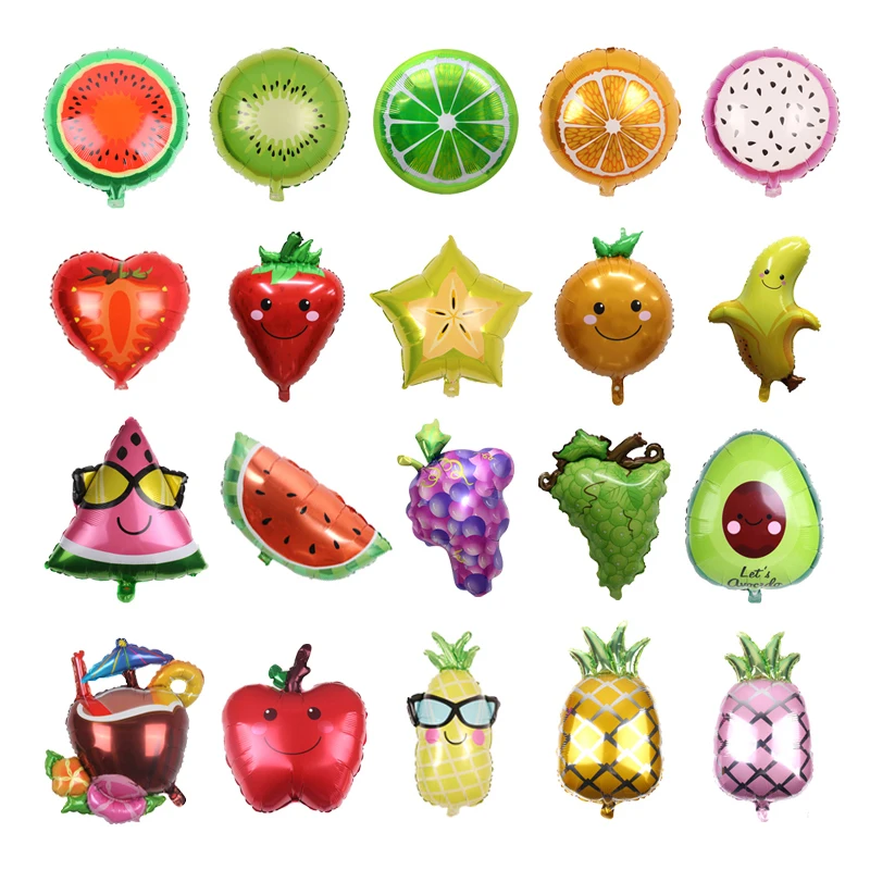 Früchte Folienballon Traube Apfel Banane Avocado Ananas Luftballons Babyparty Hochzeit Geburtstag Party Obst Fest Thema Dekoration Image
