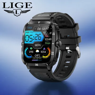 LIGE 2025 Outdoor GPS Smart Uhr Motion Traject Männer 3ATM Wasserdichte Uhr Drahtlose Anruf Image