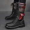 2025 Vintage Punk Motorrad Stiefel Qualität Männer Hohe Leder Stiefel Männer Schwarz kniehohe Biker Stiefel Männer Winter Schuhe große Größe 46