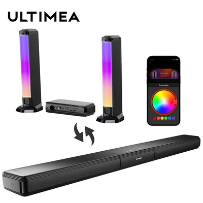 ULTIMEA 5.0ch Sound Bar for Smart TV, PC Soundbar with RGB Light, Detachable Soundbar for TV with
