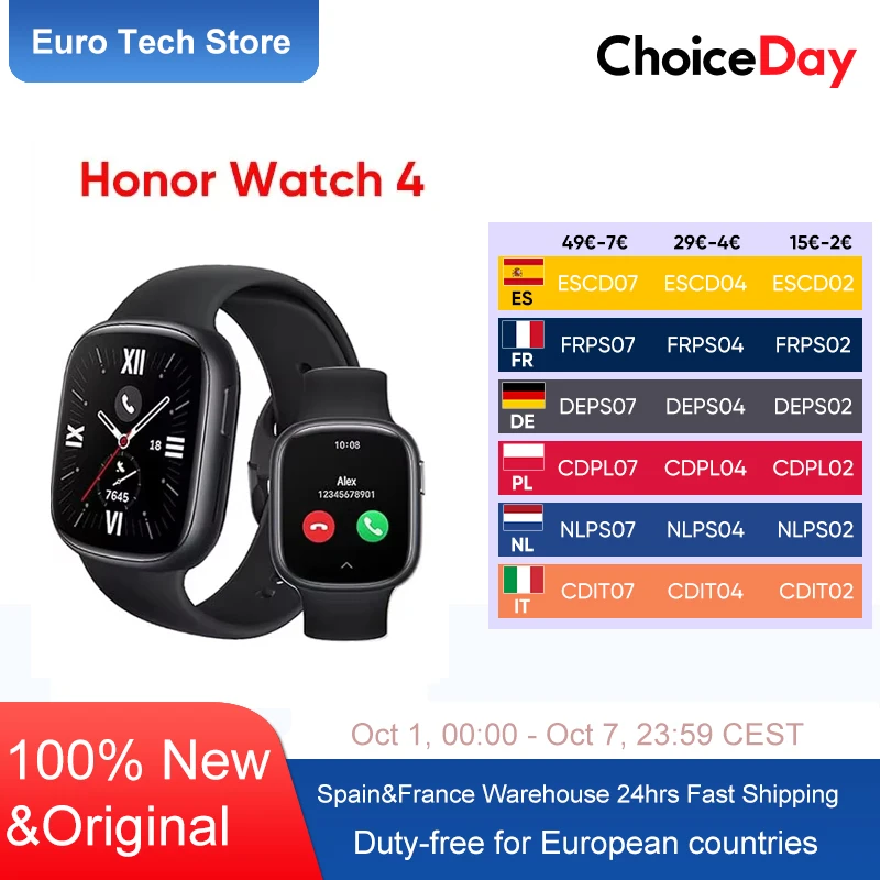 Ehren uhr 4 Smartwatch 1.75 ''Amoled Display 14 Tage Akkulaufzeit 24h Gesundheits monitor BT 5,2 GPS Bluetooth Anruf 5atm wasserdicht Image