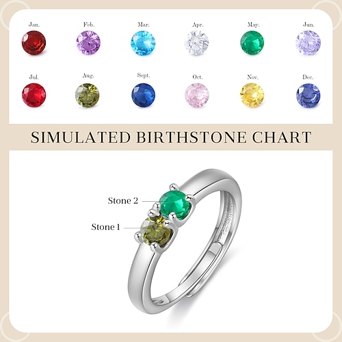 Personalisierter Ring mit zwei anpassbaren Geburtssteinen das beste Geschenk für Mama Hochzeitsgeschenk mit anpassbaren Farben für geliebte Personen Image