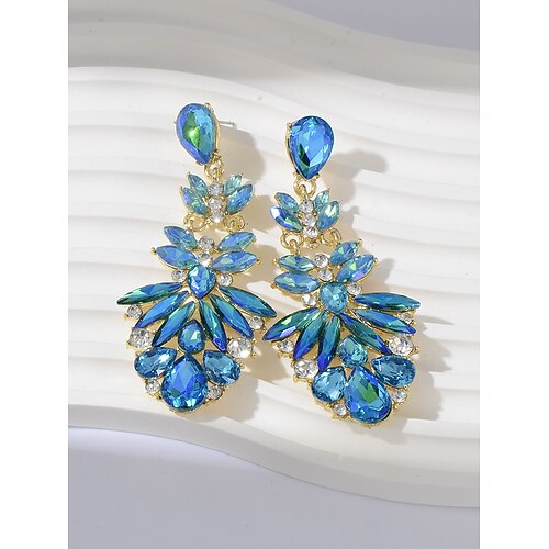 Rosa Kristall-Tropfenohrringe für Damen – eleganter Statement-Schmuck für Hochzeiten, Abendveranstaltungen und formelle Anlässe Image