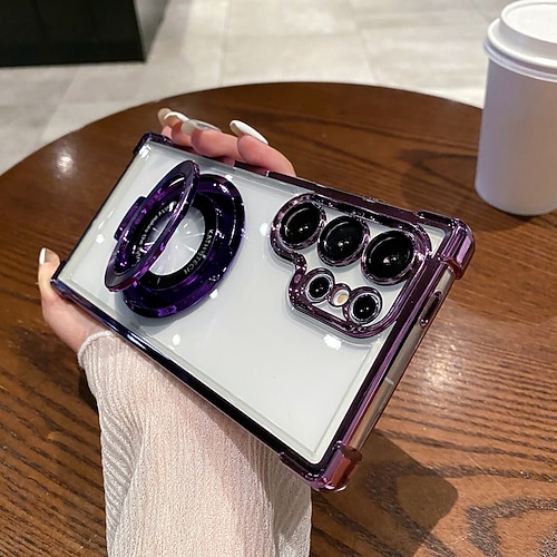 Handy Hülle Handyhüllen Für S26 Ultra Plus S25 S24 S23 S22 Plus Ultra S23 FE Rückseite Mit Ständer Magnetisch Unterstützt kabelloses Laden Retro TPU PC Image