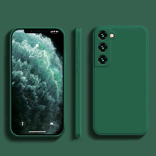 Handy Hülle Handyhüllen Für Samsung Galaxy S26 Ultra Plus S25 S24 S23 S22 S21 FE S21 Ultra Plus S20 A13 A12 Flüssige Silikonhülle Schlank Kratzfest Weiche Kanten Einfarbig Silikagel Image