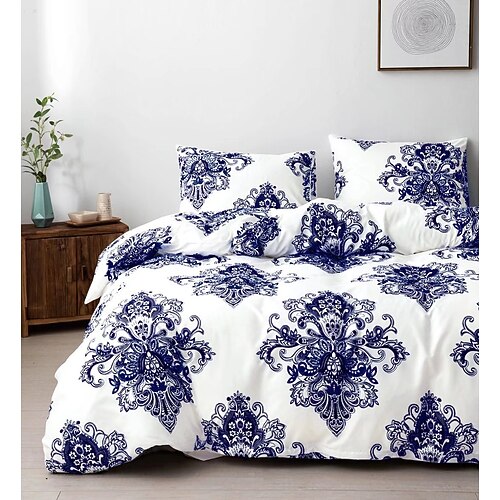 Bettbezug mit Blumenmotiv im Boho-Stil in voller Größe, Bettwäscheset mit böhmischen Linien, Bettsets mit aztekischen Linien, geometrischer Bettbezug, weicher, leichter Bettbezug mit 2 Kissenbezügen für den Sommer und Frühling Image