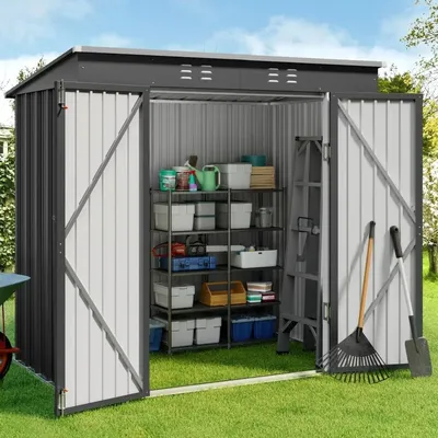 6' X 4' Storage Shed with Double Lockable Doors, Waterproof Sheds Outdoor Storage Clearance,