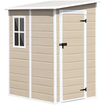 Outdoor Storage Shed 5x4 FT, Resin Outside Sheds Storage with Floor, Window & Lockable Door
