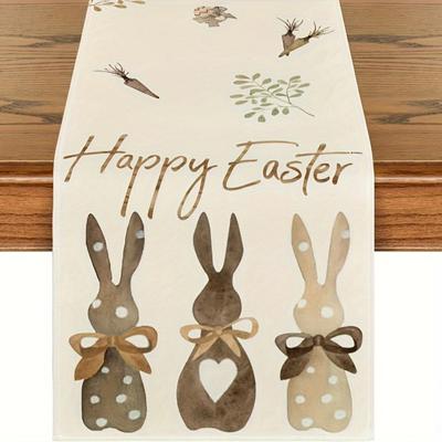 TEMU Easter Bunny And Polyester Table Runner, Rectangular, Woven, 13 X 72 Inches, For Indoor & Outdoor Party Decor, Kitchen And Farmhouse Table Decoration Image