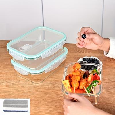 TEMU Essentials Pc Glass Storage Container Set With Snap Lock Lids - & Airtight Lids - Heat & Cold Resistant Glass - Microwave, Oven, Freeze & Dishwasher Safe - For Meal Prep & Baking Image