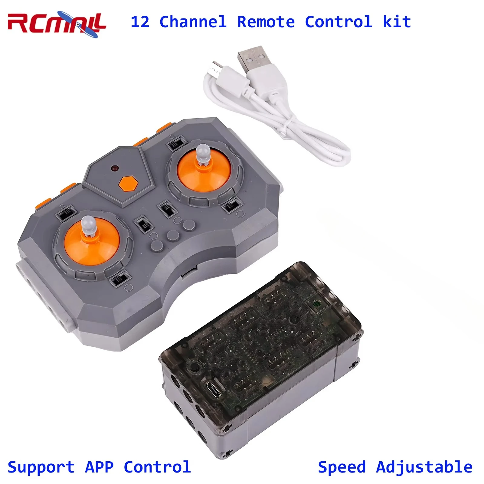 12CH/8CH Fernbedienung Wiederaufladbare Lithium-Batterie Box Kit APP Steuerung Geschwindigkeit Einstellbar Powered Modul MOC Bausteine Image