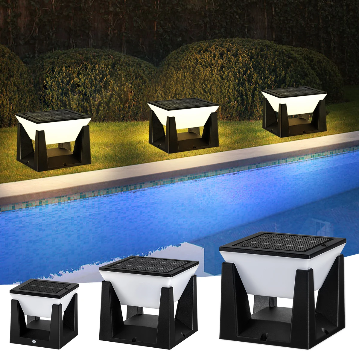 Lampada solare per decorazioni per prati da giardino Lampada da palo solare per esterni Lampada da colonna a colonna solare Lampada moderna a LED per recinzione Lampada da ponte IP65 impermeabile