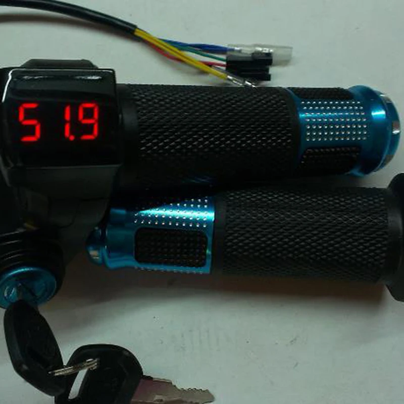 2 stücke/1 paar Universal Elektrische Fahrrad Drossel mit LCD display Anzeige Gas Griff Drossel für 12-99 V E motorrad Fahrrad teile Image