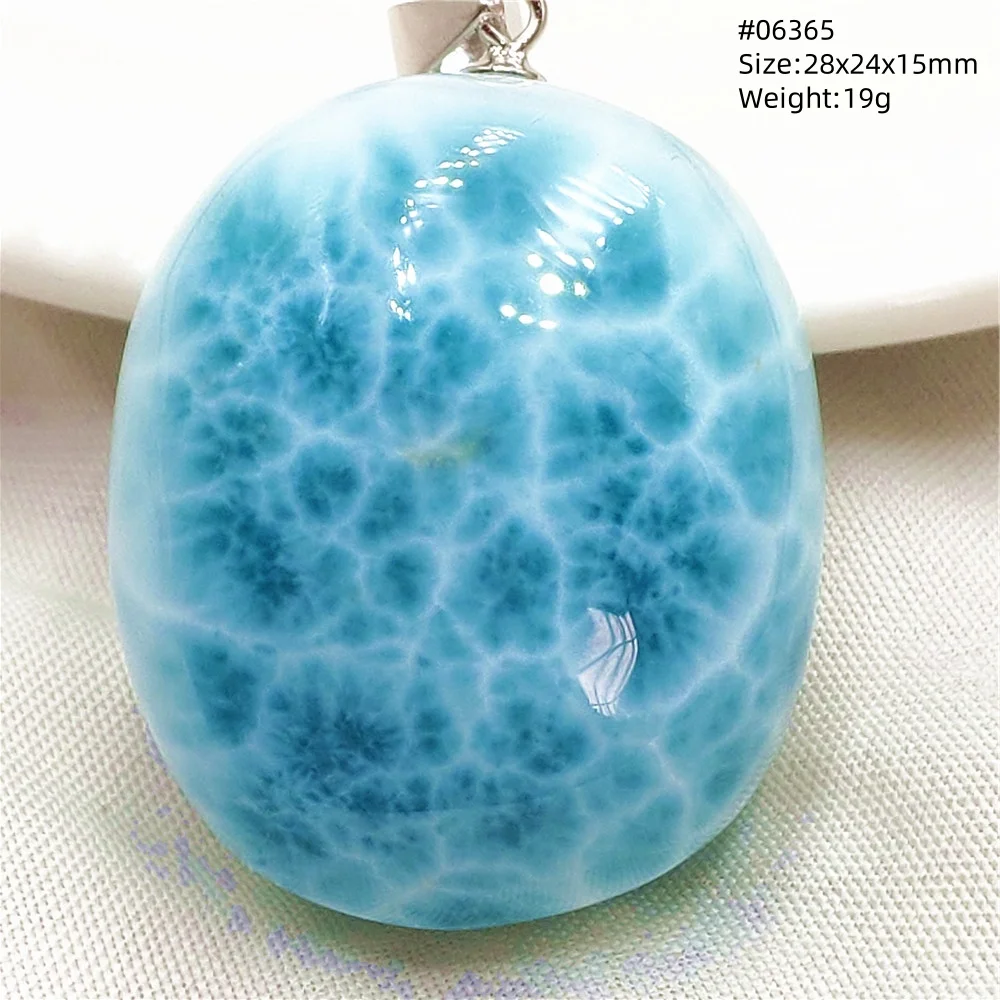 Natürlicher blauer Larimar-Anhänger für Damen und Herren, 22 x 27,4 mm, Wassermuster, 18 Karat Gold, Kristall-Liebes-Halskette von Dominia AAAAAAA Image