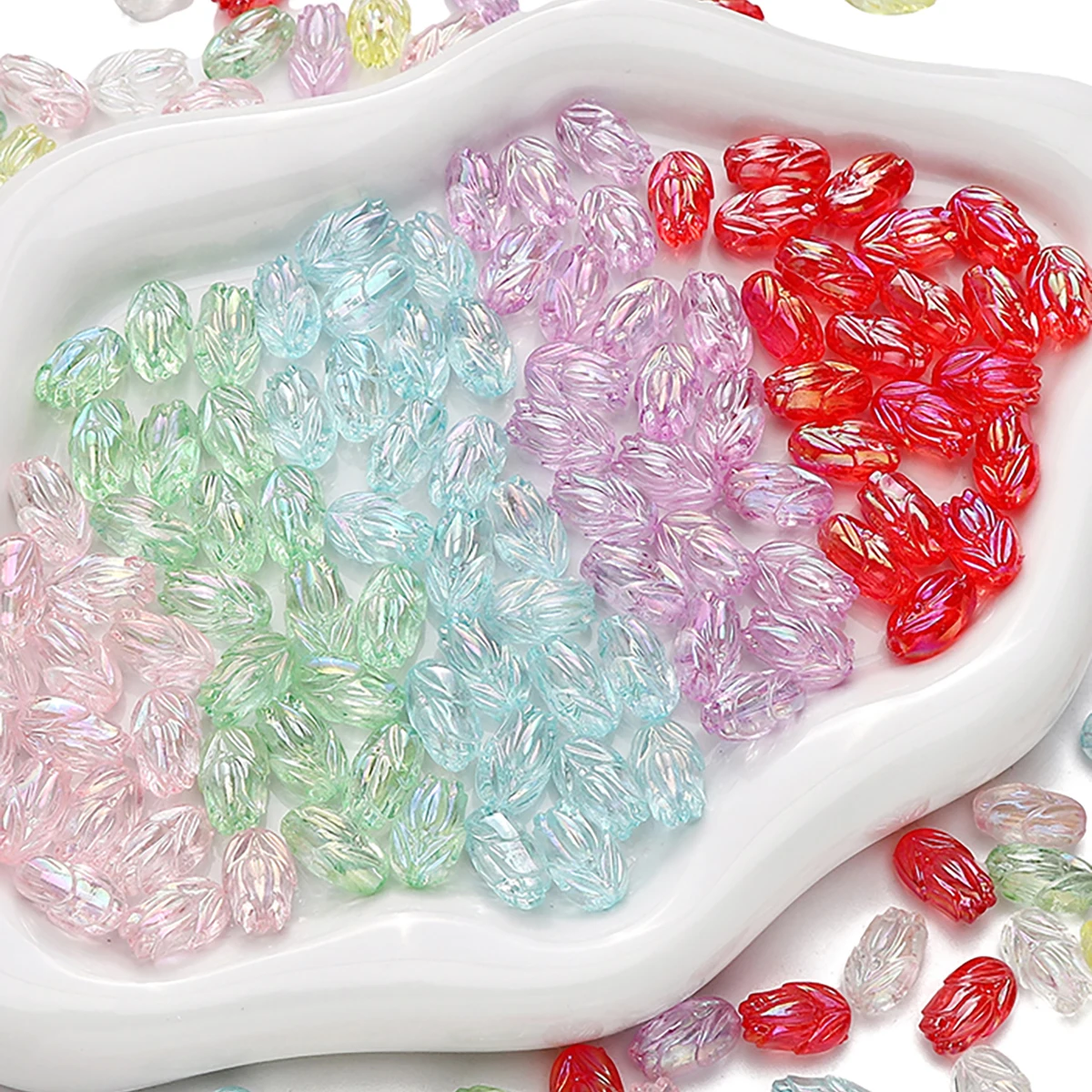 8x13mm10-30pcs Acryl Überzogene Farbe Perlen Tulpe Einzigartige Lose Perlen Handgemachte DIY Schmuck Armband Ohrringe Freunde geschenk Accessori Image