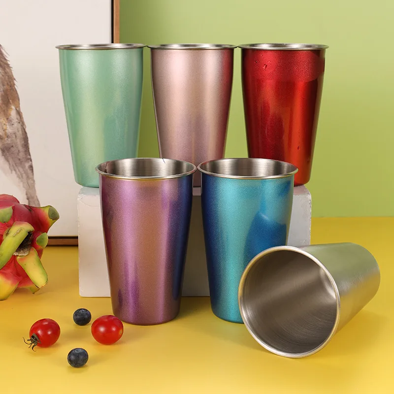 350/500 ml 304 Edelstahl Metall Tasse Bier Tassen Wein Kaffee Haushalt Büro Bar Reise Camping Tassen Trinken kaffee Tee Becher Image