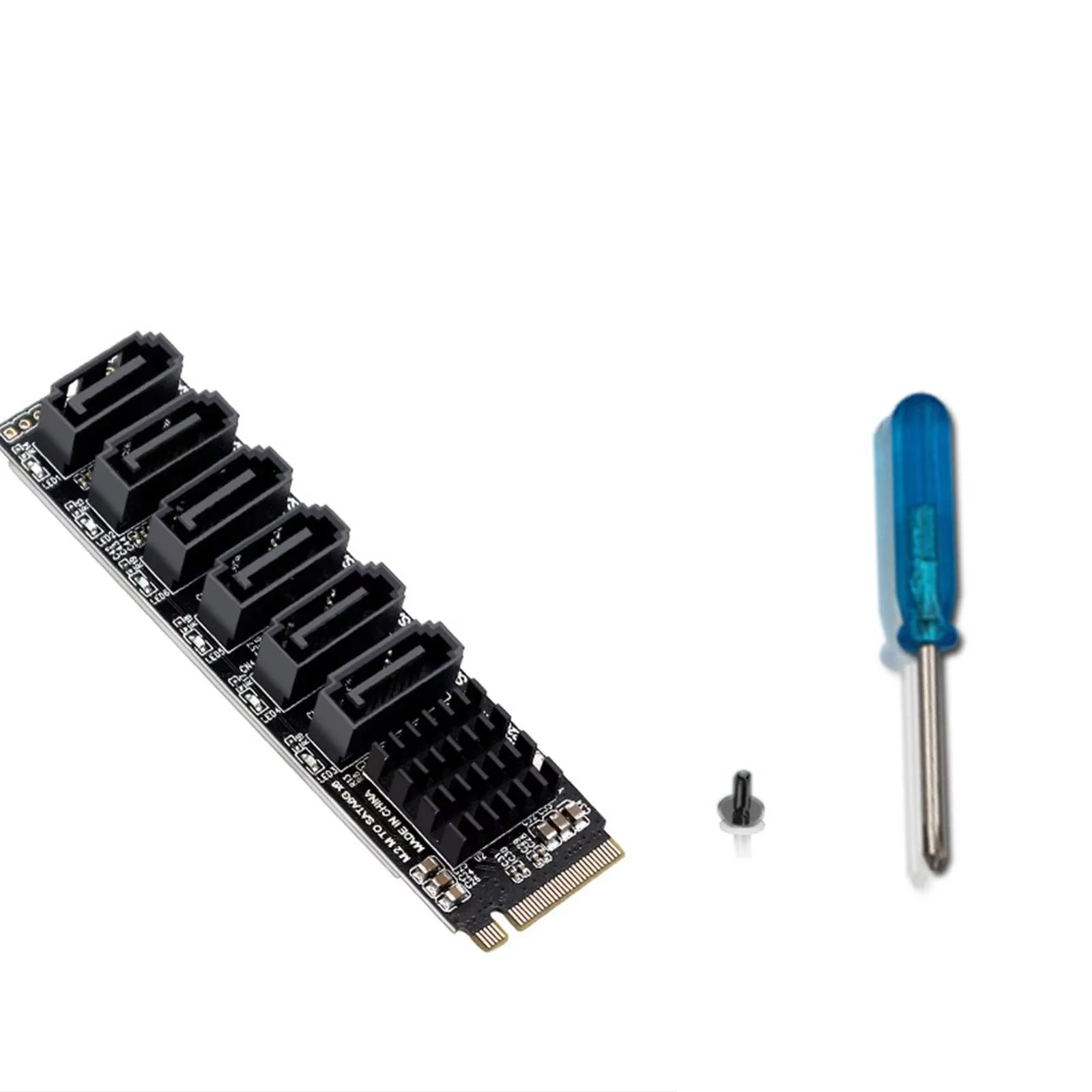 M.2 NVME M-Key PCIE 3.0 zu SATA 6 Gbit/s 6-Port-Erweiterungskarte NAS Synology Festplatte Erweiterte PCI-E-Adapter-Riser-Karte ASM1166 PM Image