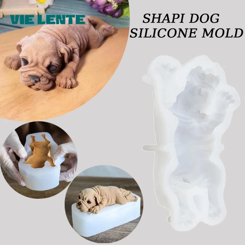VIE LENTE 3D Shar Pei Hund Silikonformen 1 Stück DIY Fondant Schokolade Gelee Eis Formen Kuchen Dekorieren Werkzeuge Würfel Kuchen Formen Image