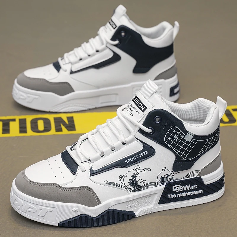 2024 neue Schuhe für Männer High-top Schwarz Casual Männlichen Turnschuhe Neue Tenis Schuhe Trend männer Casual leder Schuhe Off White Schuhe