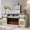 OKD 75” Fireplace TV Stand for 85 Inch TV, Farmhouse Highboy Entertainment Center with 36” Electric