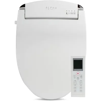 Round Bidet Toilet Seat, White, Endless Warm Water, Quiet Operation, Wireless Remote, Stainless