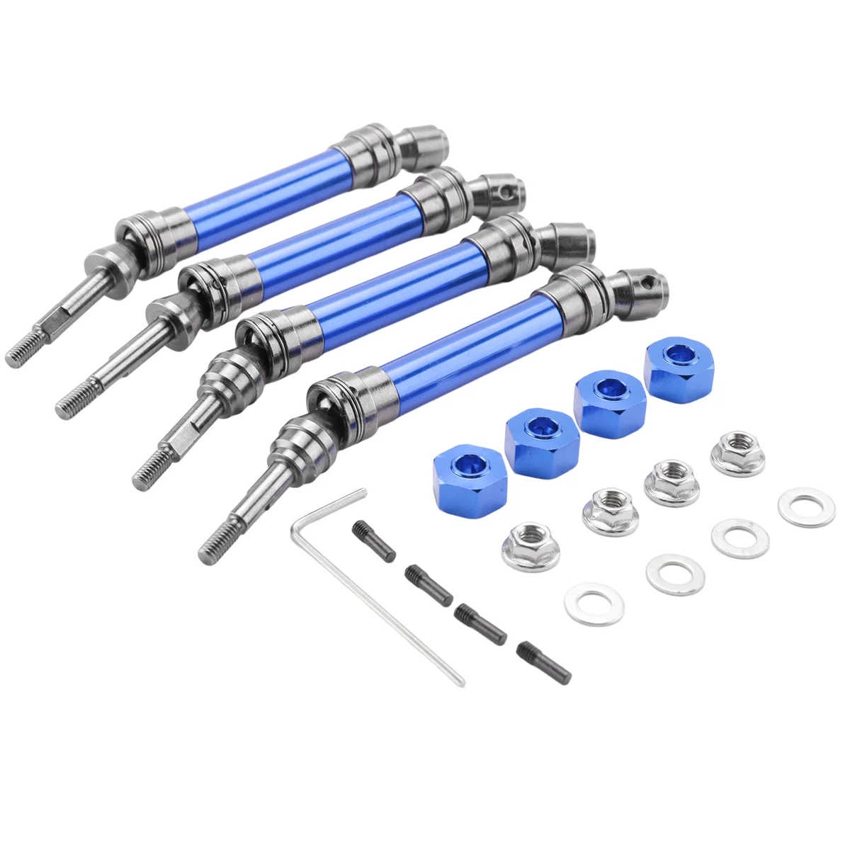 4 Stücke Metall Vordere und Hintere Antriebswelle CVD für 1/10 Traxxas Slash Rustler Stampede Hoss VXL 4X4 RC Auto Upgrade Teile, Blau Image