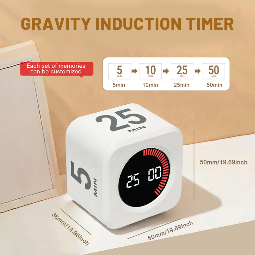 Sechseckiger visueller Flip-Timer für Kinder, digitales Studium, Pomodoro, Kochtimer, geräuschloses Timing, magnetisch, intelligente Produktivität, Küchenzeit Image