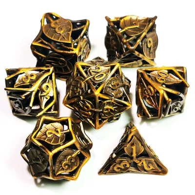 „Gold DnD Metallwürfelset – 7-teilige polyedrische Würfel aus Zinklegierung für Dungeons & Dragons, Image