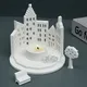 Concrete House Candle Holder Silicone Mold 3D Creative Round Base with Hollow House Mould DIY Gypsum Handicrafts Ornament Mold