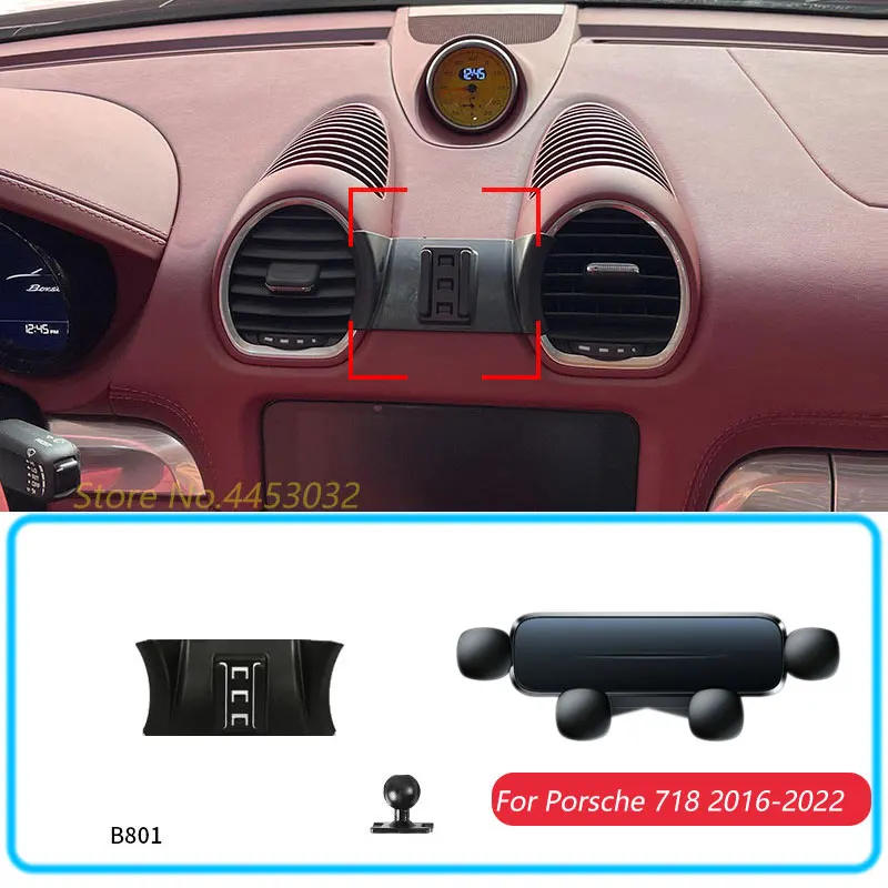 Auto Telefon Halter Für Porsche 718 2016-2022 Schwerkraft Ständer Halterung Unterstützung Horizontale GPS Mobile Halterung Zubehör Mit basis Image