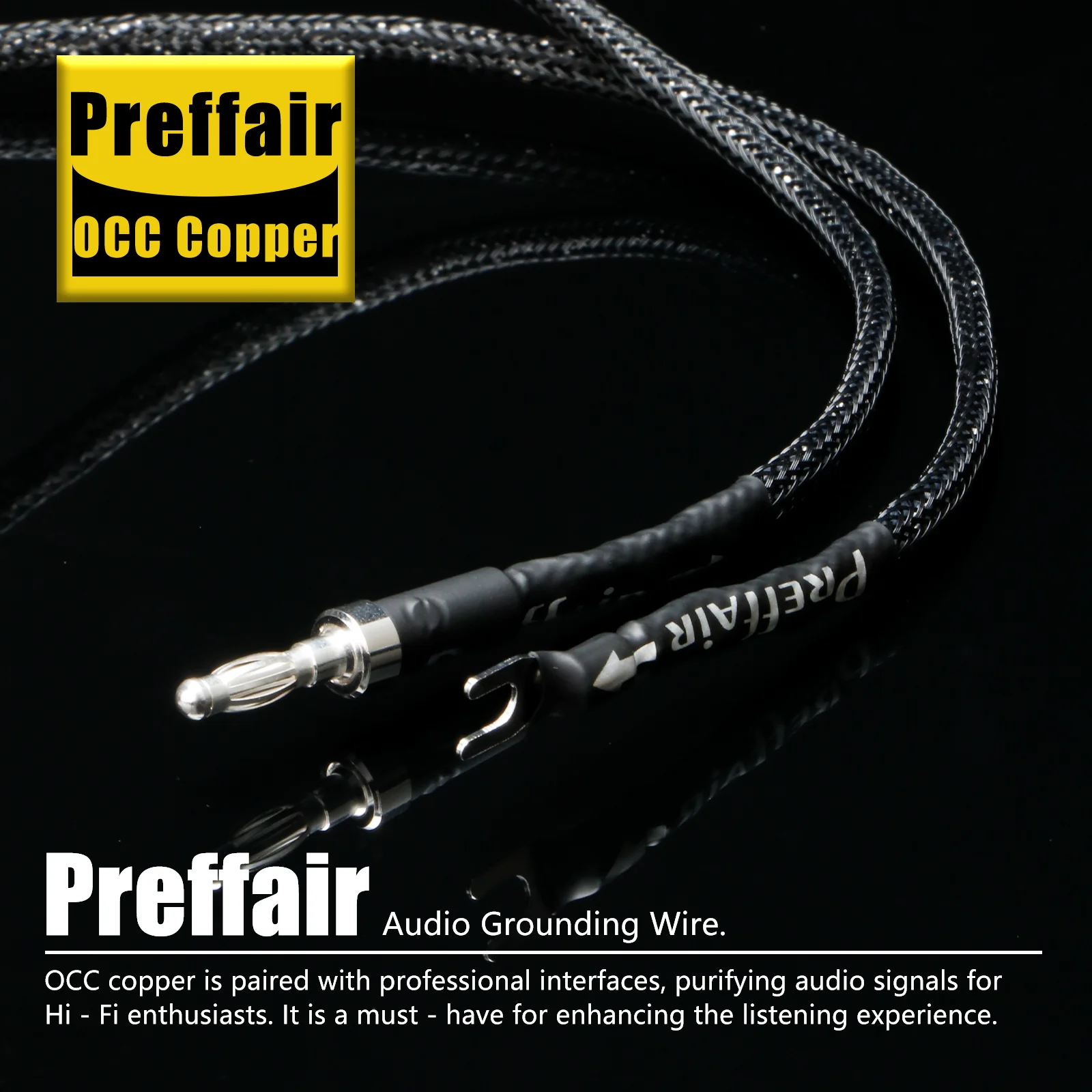 3AG Hi-End-Phonokabel, Vinyl, LP-Plattenspieler, Audiokabel, Erdungskabel, OCC, versilbertes Bananen-zu-Spaten-Brückenkabel Image