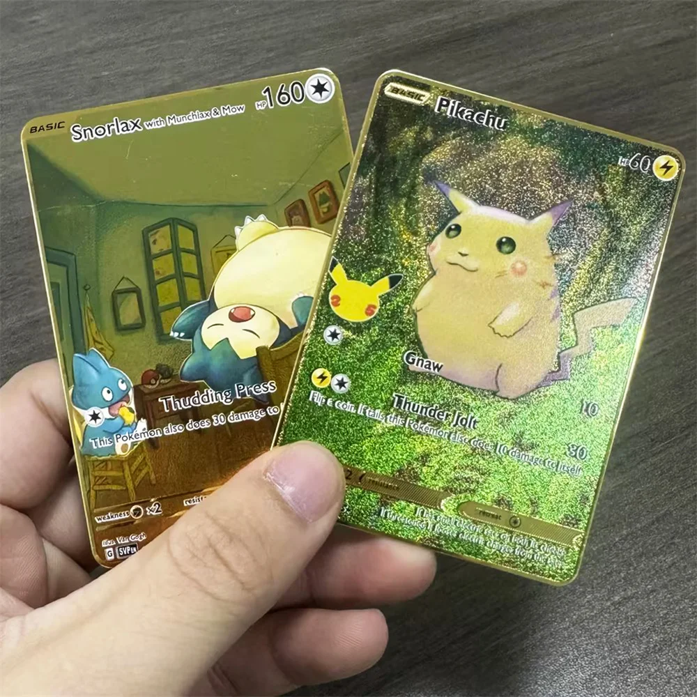 Pokemon Karte Metall Pokémon Buchstaben Charizard Vmax Blastoise Pikachu Mew Anime Spiel Sammlung Karten Gold Eisen Buchstaben Geschenke Spielzeug Image
